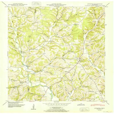 YellowMaps Appleton TN topo map, 1:24000 Scale, 7.5 X 7.5 Minute, Historical, 1950, 27.5 x 22 in - Tyvek