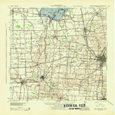 Bellefontaine OH topo map, 1:62500 Scale, 15 X 15 Minute, Historical, 1944, 21.8 x 16 in - Polypropylene