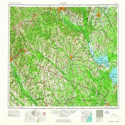 YellowMaps Augusta GA topo map, 1:250000 Scale, 1 X 2 Degree, Historical, 1961, 22 x 34 in - Polypropylene
