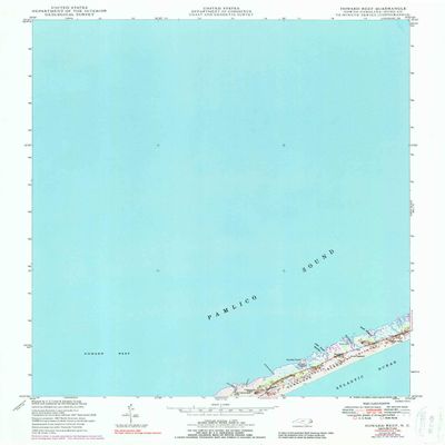 YellowMaps Howard Reef NC topo map, 1:24000 Scale, 7.5 X 7.5 Minute, Historical, 1950, Updated 1988, 26.9 x 22 in - Polypropylene