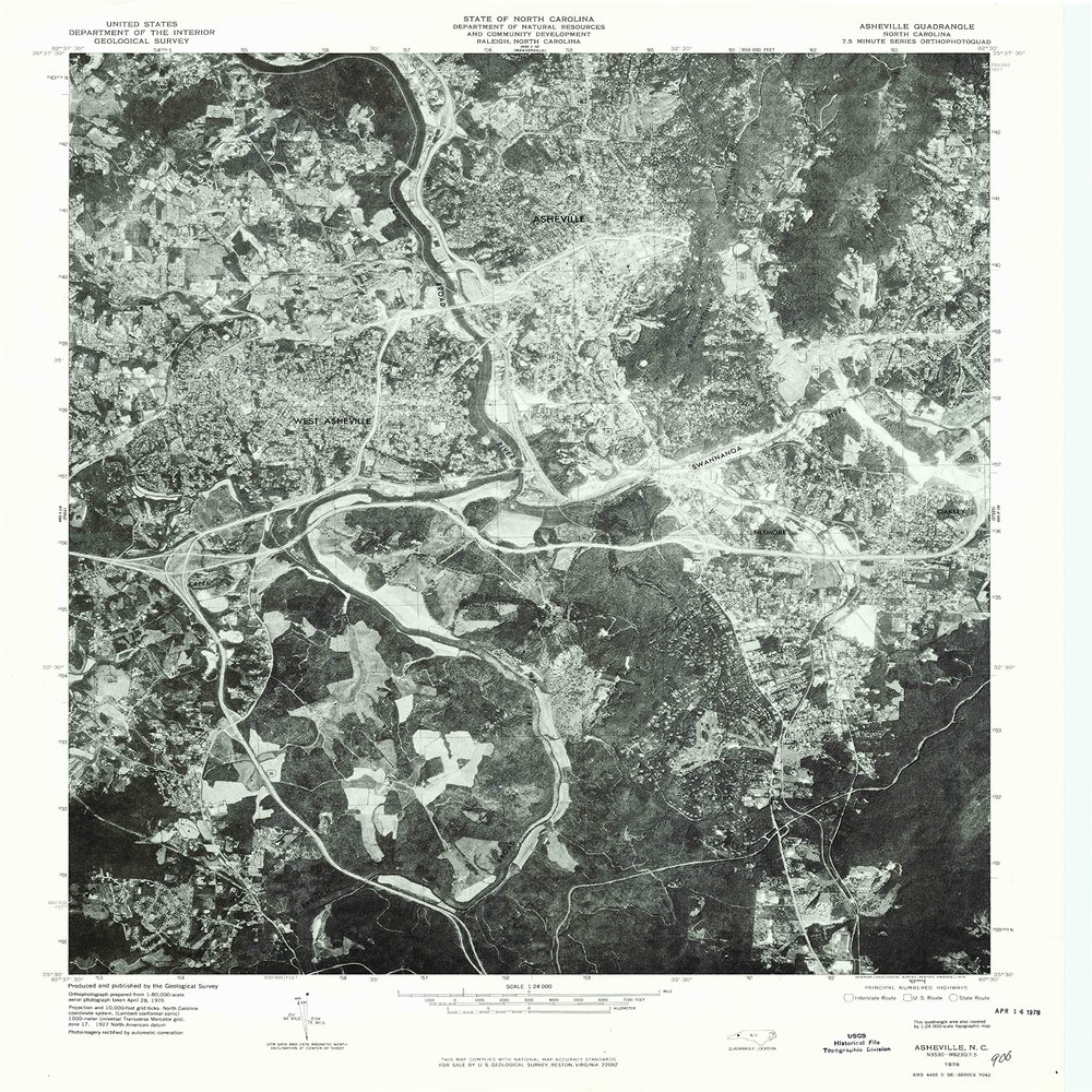 YellowMaps Asheville NC topo map, 1:24000 Scale, 7.5 X 7.5 Minute, Historical, 1976, Updated 1979, 26.9 x 22 in - Polypropylene