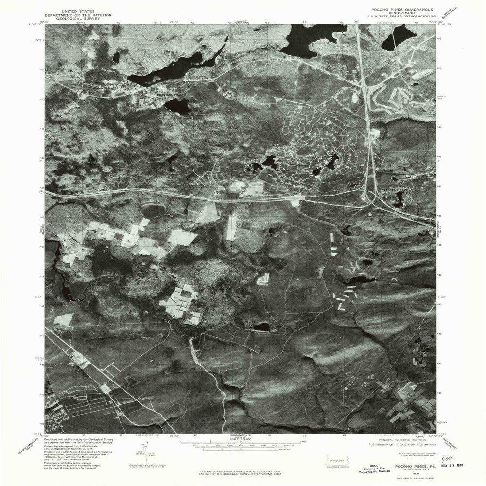 YellowMaps Pocono Pines PA topo map, 1:24000 Scale, 7.5 X 7.5 Minute, Historical, 1976, Updated 1978, 26.8 x 21.2 in - Polypropylene