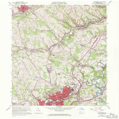 YellowMaps Canonsburg PA topo map, 1:24000 Scale, 7.5 X 7.5 Minute, Historical, 1960, Updated 1971, 27 x 22 in - Tyvek