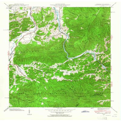 YellowMaps Hartford TN topo map, 1:24000 Scale, 7.5 X 7.5 Minute, Historical, 1940, Updated 1965, 27.4 x 22.1 in - Polypropylene