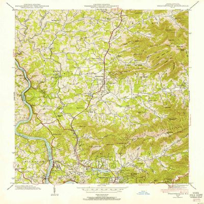 YellowMaps Weaverville NC topo map, 1:24000 Scale, 7.5 X 7.5 Minute, Historical, 1942, Updated 1954, 26.8 x 21.8 in - Polypropylene