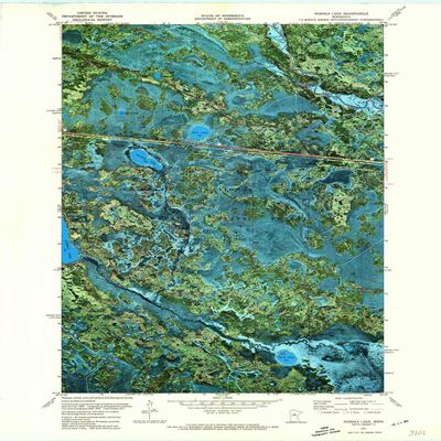 YellowMaps Nushka Lake MN topo map, 1:24000 Scale, 7.5 X 7.5 Minute, Historical, 1971, Updated 1974, 27.4 x 21.4 in - Tyvek