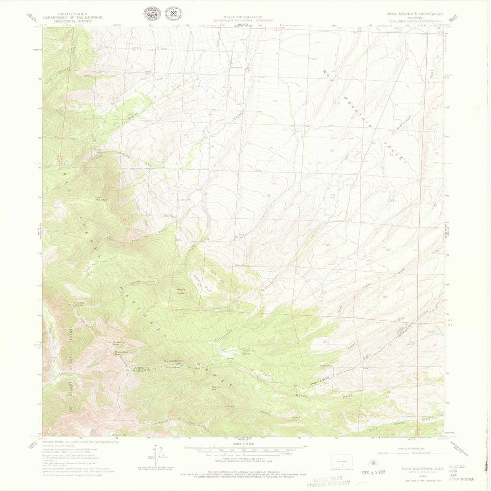 YellowMaps Beck Mountain CO topo map, 1:24000 Scale, 7.5 X 7.5 Minute, Historical, 1960, Updated 1978, 27.3 x 22 in - Polypropylene