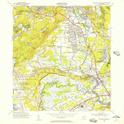 YellowMaps Pompton Plains NJ topo map, 1:24000 Scale, 7.5 X 7.5 Minute, Historical, 1955, Updated 1956, 27 x 22 in - Tyvek