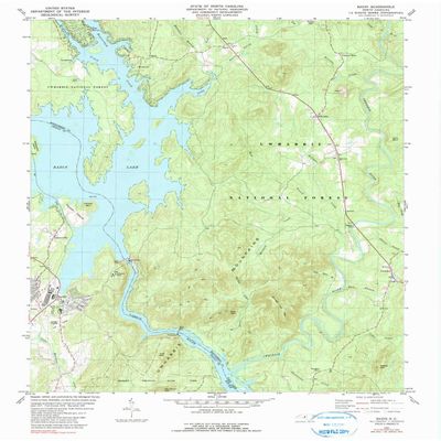 YellowMaps Badin NC topo map, 1:24000 Scale, 7.5 X 7.5 Minute, Historical, 1981, Updated 1991, 26.9 x 21.9 in - Polypropylene