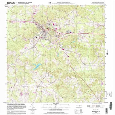 YellowMaps Wadesboro NC topo map, 1:24000 Scale, 7.5 X 7.5 Minute, Historical, 2002, Updated 2003, 26.8 x 22 in - Polypropylene