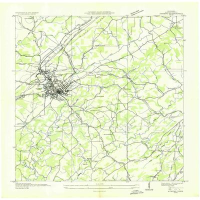 YellowMaps Athens TN topo map, 1:24000 Scale, 7.5 X 7.5 Minute, Historical, 1935, 27.4 x 22 in - Tyvek