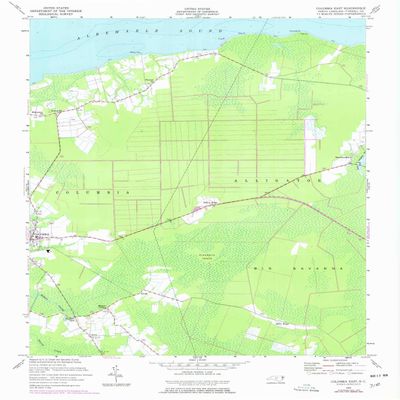 YellowMaps Columbia East NC topo map, 1:24000 Scale, 7.5 X 7.5 Minute, Historical, 1953, Updated 1977, 27 x 22 in - Polypropylene