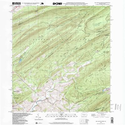 YellowMaps Mc Alevys Fort PA topo map, 1:24000 Scale, 7.5 X 7.5 Minute, Historical, 1998, Updated 1999, 26.8 x 22 in - Polypropylene
