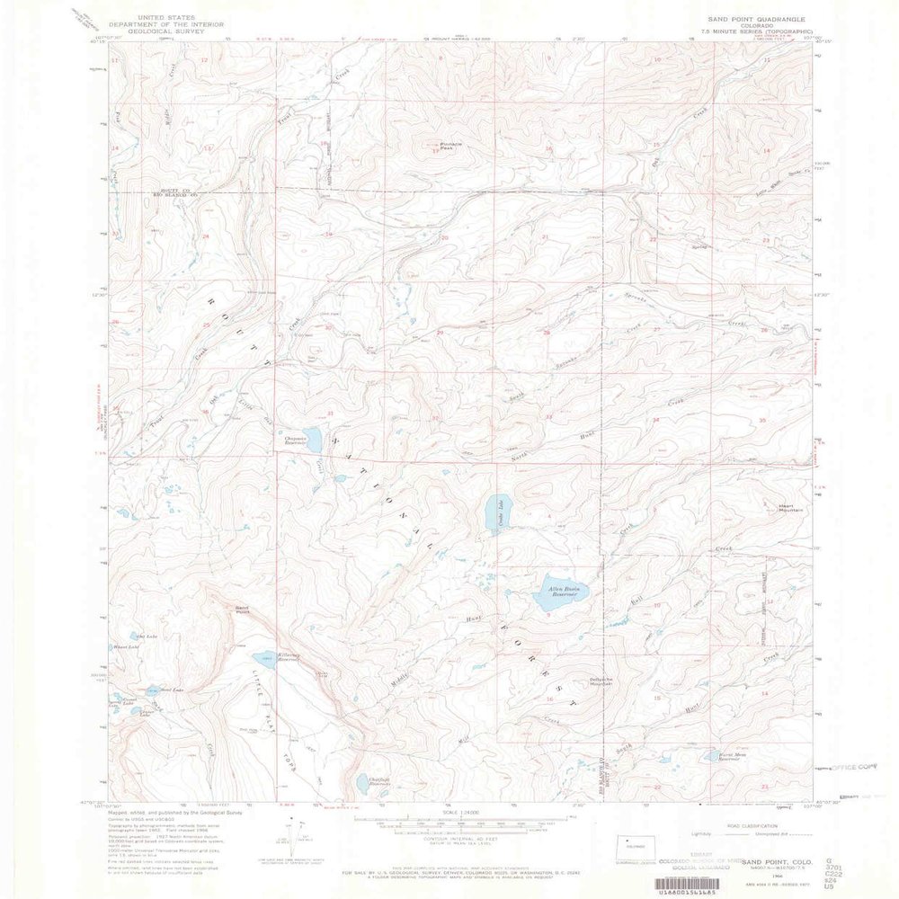 YellowMaps Sand Point CO topo map, 1:24000 Scale, 7.5 X 7.5 Minute, Historical, 1966, Updated 1969, 26.9 x 22.3 in - Polypropylene