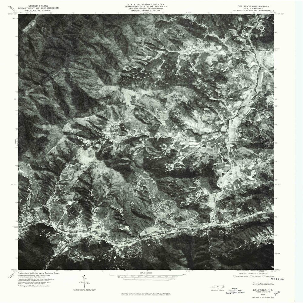 Dellwood NC topo map, 1:24000 Scale, 7.5 X 7.5 Minute, Historical, 1976, Updated 1979, 26.9 x 22 in - Tyvek