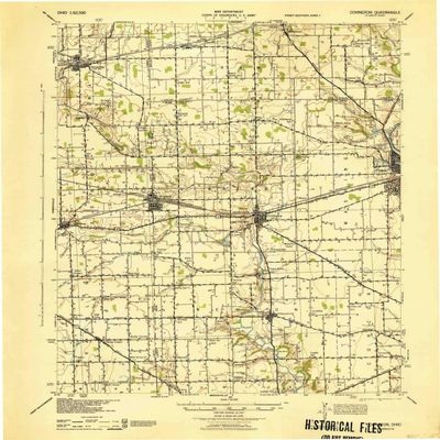 YellowMaps Covington OH topo map, 1:62500 Scale, 15 X 15 Minute, Historical, 1944, 20.7 x 17.1 in - Polypropylene