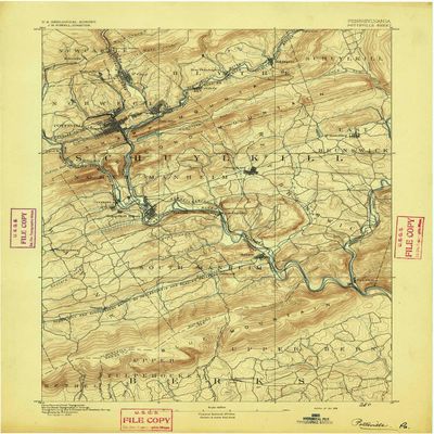 YellowMaps Pottsville PA topo map, 1:62500 Scale, 15 X 15 Minute, Historical, 1891, 20.3 x 16.6 in - Tyvek