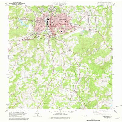 YellowMaps Albemarle NC topo map, 1:24000 Scale, 7.5 X 7.5 Minute, Historical, 1981, Updated 1982, 26.9 x 21.9 in - Tyvek