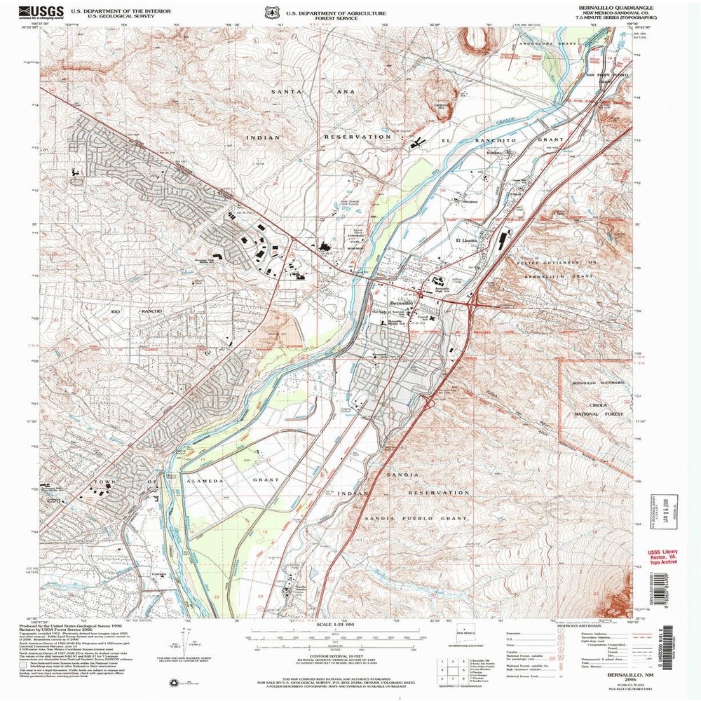 YellowMaps Bernalillo NM topo map, 1:24000 Scale, 7.5 X 7.5 Minute, Historical, 2006, Updated 2007, 27 x 22 in - Polypropylene