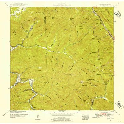 YellowMaps Block TN topo map, 1:24000 Scale, 7.5 X 7.5 Minute, Historical, 1952, Updated 1984, 27.3 x 22 in - Tyvek
