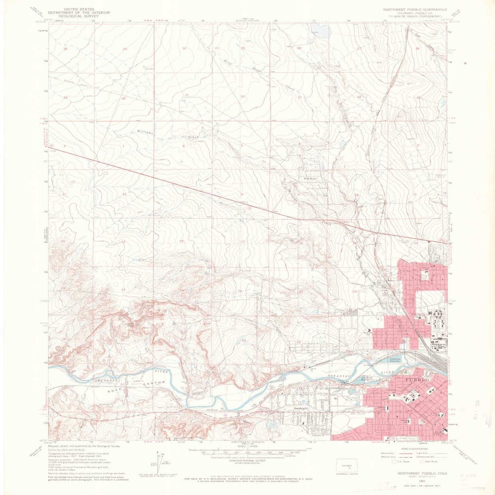 Northwest Pueblo CO topo map, 1:24000 Scale, 7.5 X 7.5 Minute, Historical, 1961, Updated 1970, 26.9 x 22.2 in - Tyvek