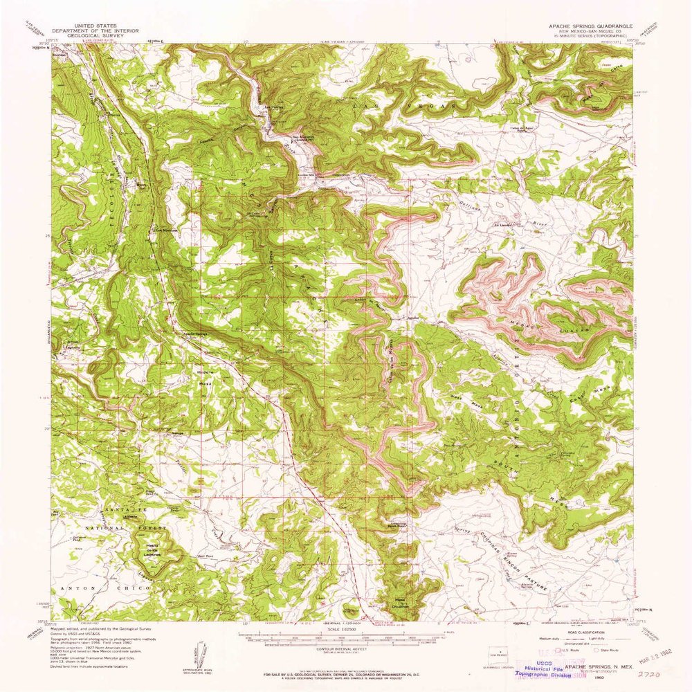 YellowMaps Apache Springs NM topo map, 1:62500 Scale, 15 X 15 Minute, Historical, 1960, Updated 1962, 20.9 x 17 in - Polypropylene