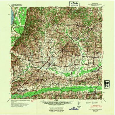 YellowMaps Millington TN topo map, 1:62500 Scale, 15 X 15 Minute, Historical, 1942, Updated 1954, 21.9 x 18.1 in - Polypropylene