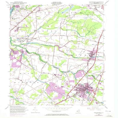 YellowMaps Hightstown NJ topo map, 1:24000 Scale, 7.5 X 7.5 Minute, Historical, 1954, Updated 1972, 27 x 22.1 in - Polypropylene