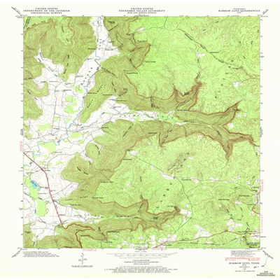 YellowMaps Burrow Cove TN topo map, 1:24000 Scale, 7.5 X 7.5 Minute, Historical, 1947, Updated 1972, 27.4 x 22.1 in - Tyvek