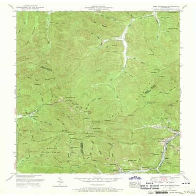 YellowMaps Fork Mountain TN topo map, 1:24000 Scale, 7.5 X 7.5 Minute, Historical, 1952, Updated 1969, 27.4 x 22.1 in - Tyvek