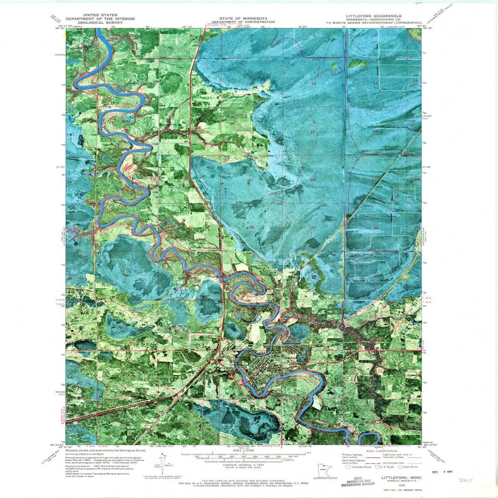 YellowMaps Littlefork MN topo map, 1:24000 Scale, 7.5 X 7.5 Minute, Historical, 1970, Updated 1973, 27.3 x 21.2 in - Polypropylene