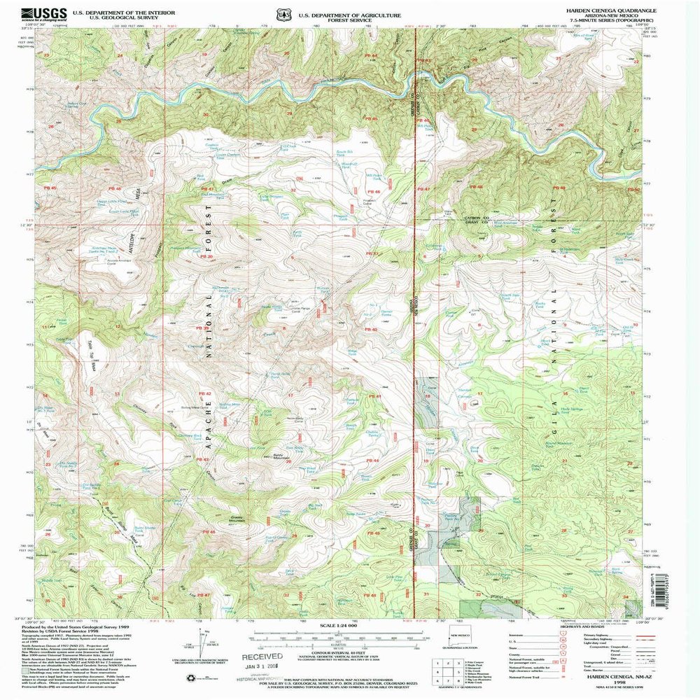YellowMaps Harden Cienega NM topo map, 1:24000 Scale, 7.5 X 7.5 Minute, Historical, 1998, Updated 2000, 27 x 22 in - Tyvek