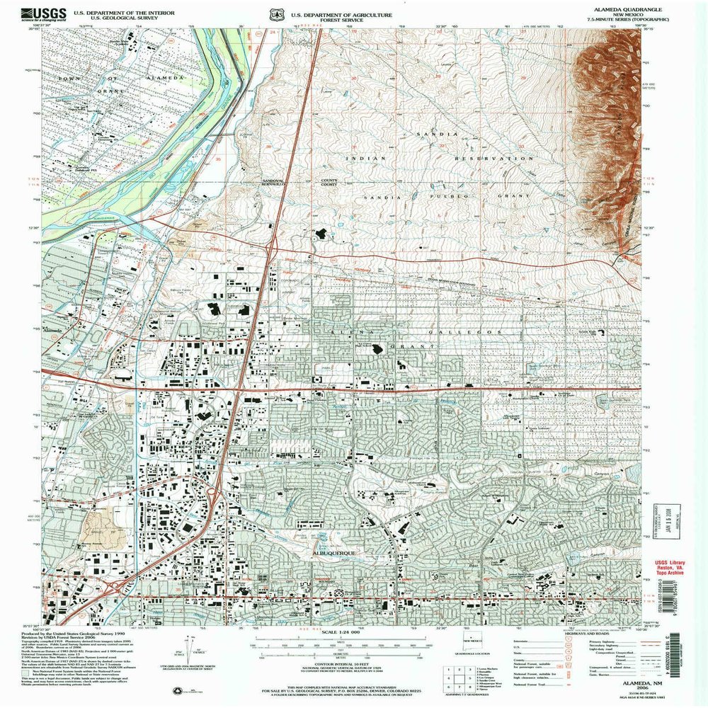 YellowMaps Alameda NM topo map, 1:24000 Scale, 7.5 X 7.5 Minute, Historical, 2006, Updated 2007, 27 x 22 in - Polypropylene