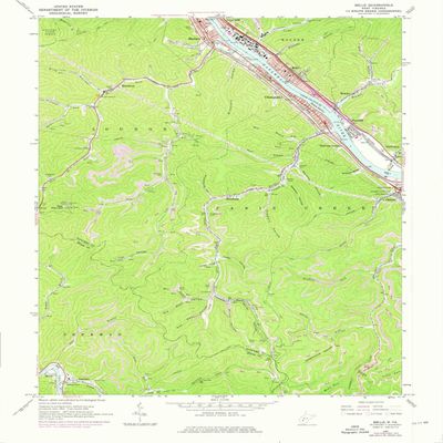 Belle WV topo map, 1:24000 Scale, 7.5 X 7.5 Minute, Historical, 1965, Updated 1976, 26.8 x 22 in - Tyvek