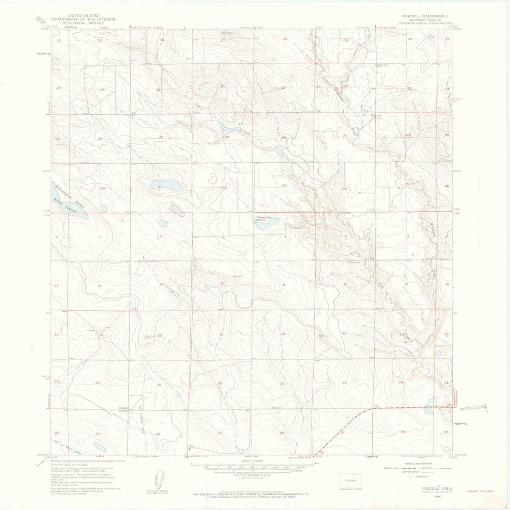 YellowMaps Purcell CO topo map, 1:24000 Scale, 7.5 X 7.5 Minute, Historical, 1960, Updated 1962, 27.3 x 22 in - Polypropylene