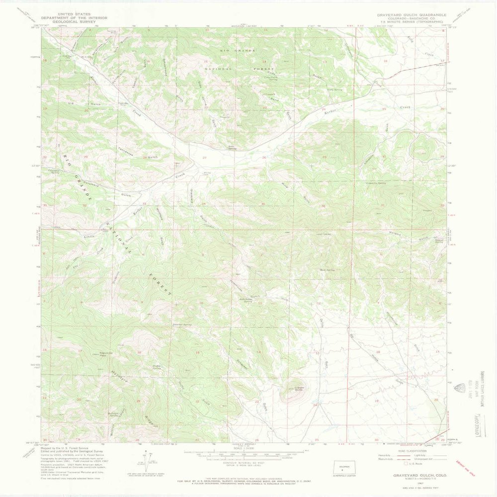 YellowMaps Graveyard Gulch CO topo map, 1:24000 Scale, 7.5 X 7.5 Minute, Historical, 1967, Updated 1970, 27.2 x 22 in - Polypropylene