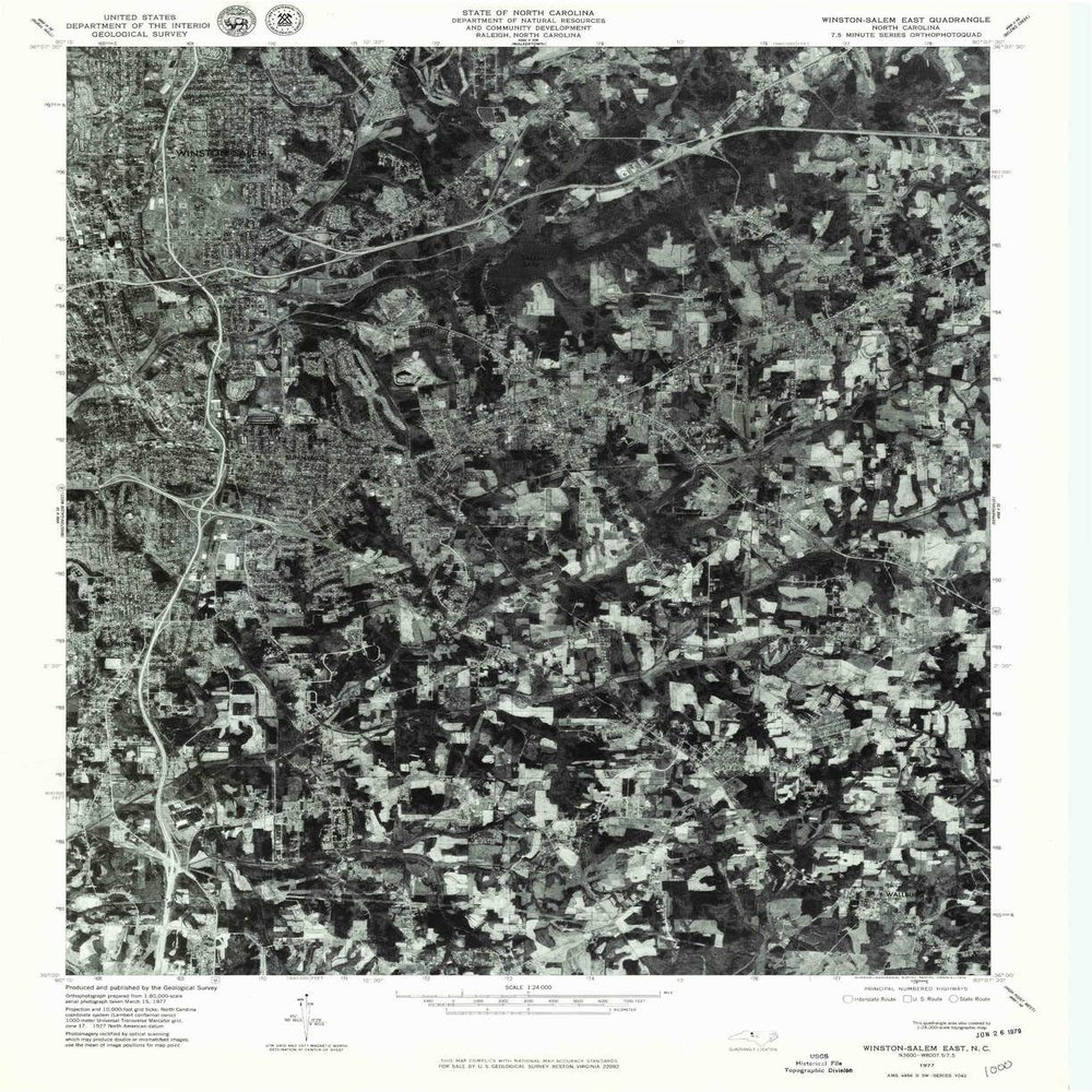 YellowMaps Winston Salem East NC topo map, 1:24000 Scale, 7.5 X 7.5 Minute, Historical, 1977, Updated 1979, 26.7 x 21.8 in - Polypropylene