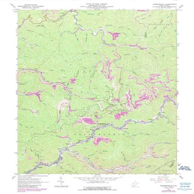 YellowMaps Amherstdale WV topo map, 1:24000 Scale, 7.5 X 7.5 Minute, Historical, 1963, Updated 1989, 27 x 22 in - Polypropylene