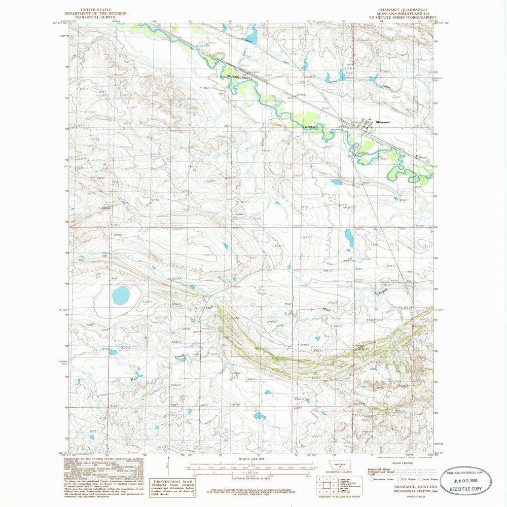 YellowMaps Shawmut MT topo map, 1:24000 Scale, 7.5 X 7.5 Minute, Historical, 1986, Updated 1986, 26.9 x 22 in - Polypropylene
