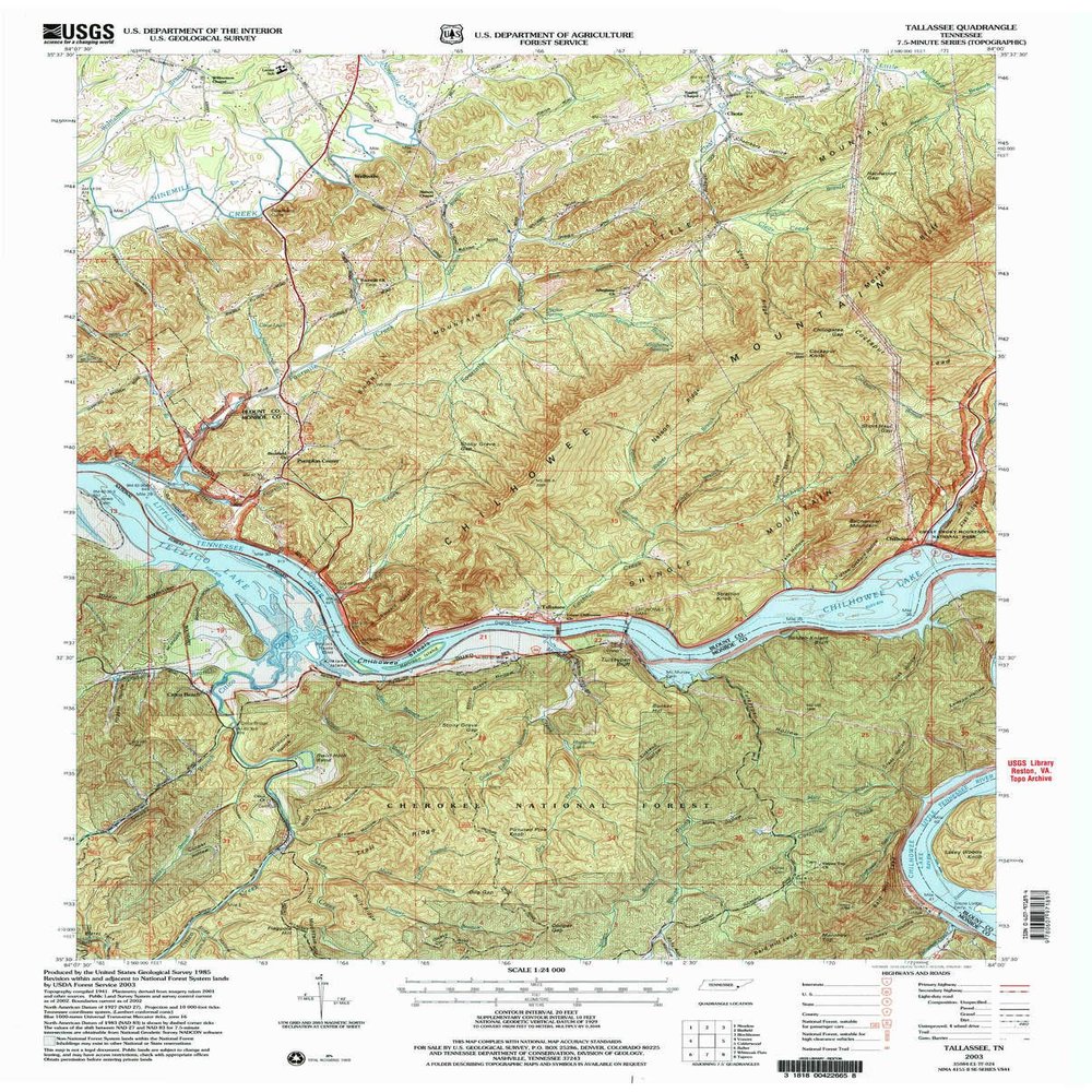 YellowMaps Tallassee TN topo map, 1:24000 Scale, 7.5 X 7.5 Minute, Historical, 2003, Updated 2004, 27.3 x 22 in - Polypropylene