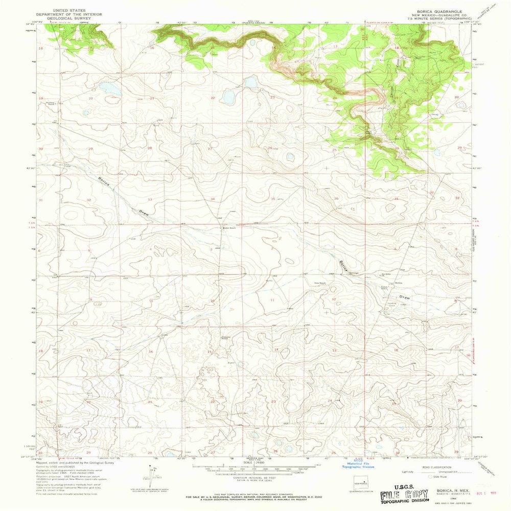 YellowMaps Borica NM topo map, 1:24000 Scale, 7.5 X 7.5 Minute, Historical, 1966, Updated 1969, 26.9 x 22.1 in - Polypropylene