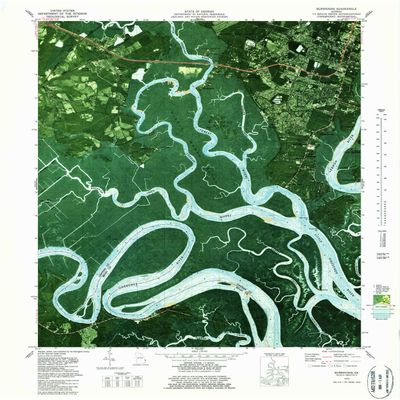 YellowMaps Burroughs GA topo map, 1:24000 Scale, 7.5 X 7.5 Minute, Historical, 1979, Updated 1987, 27.9 x 24 in - Polypropylene