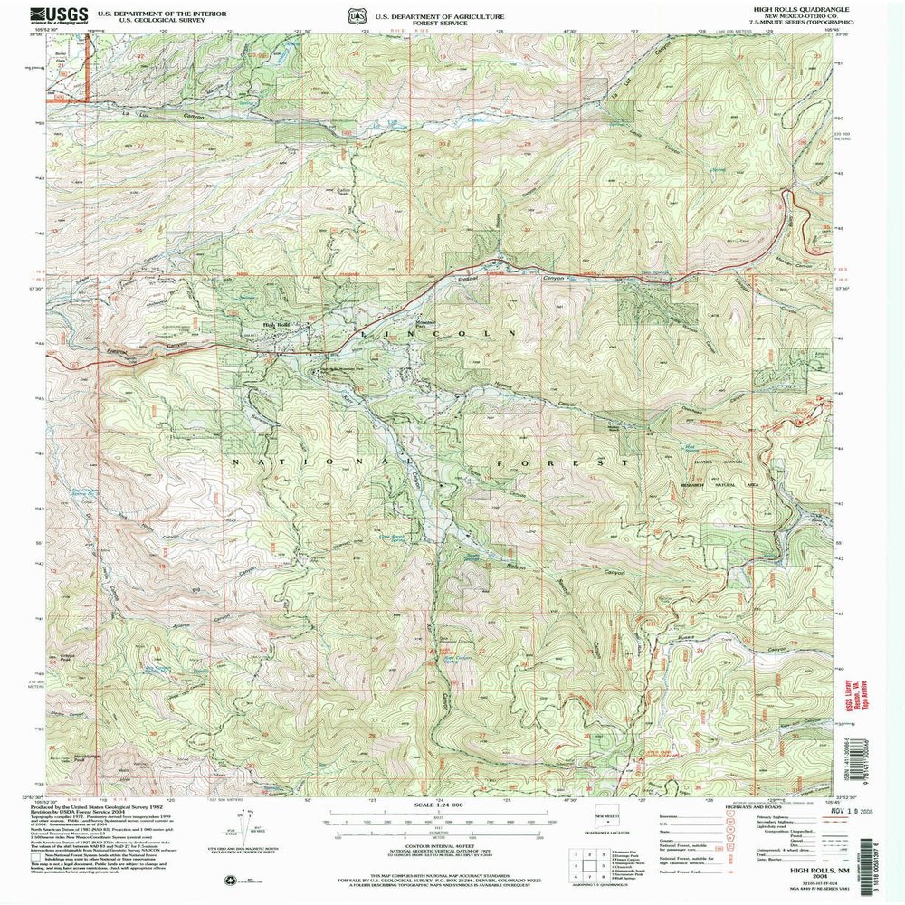High Rolls NM topo map, 1:24000 Scale, 7.5 X 7.5 Minute, Historical, 2004, Updated 2006, 27 x 22.1 in - Polypropylene
