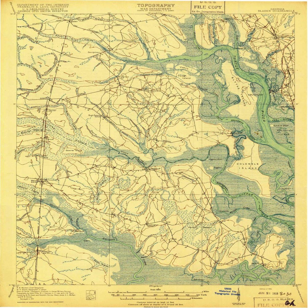 YellowMaps Bladen GA topo map, 1:62500 Scale, 15 X 15 Minute, Historical, 1918, 19.8 x 16.6 in - Tyvek