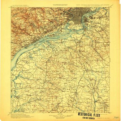 YellowMaps Camden NJ topo map, 1:125000 Scale, 30 X 30 Minute, Historical, 1901, Updated 1910, 20.1 x 16.6 in - Polypropylene