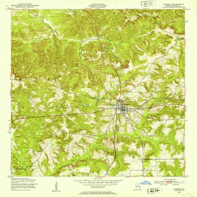 YellowMaps Lumpkin GA topo map, 1:24000 Scale, 7.5 X 7.5 Minute, Historical, 1950, Updated 1953, 26.8 x 22 in - Polypropylene