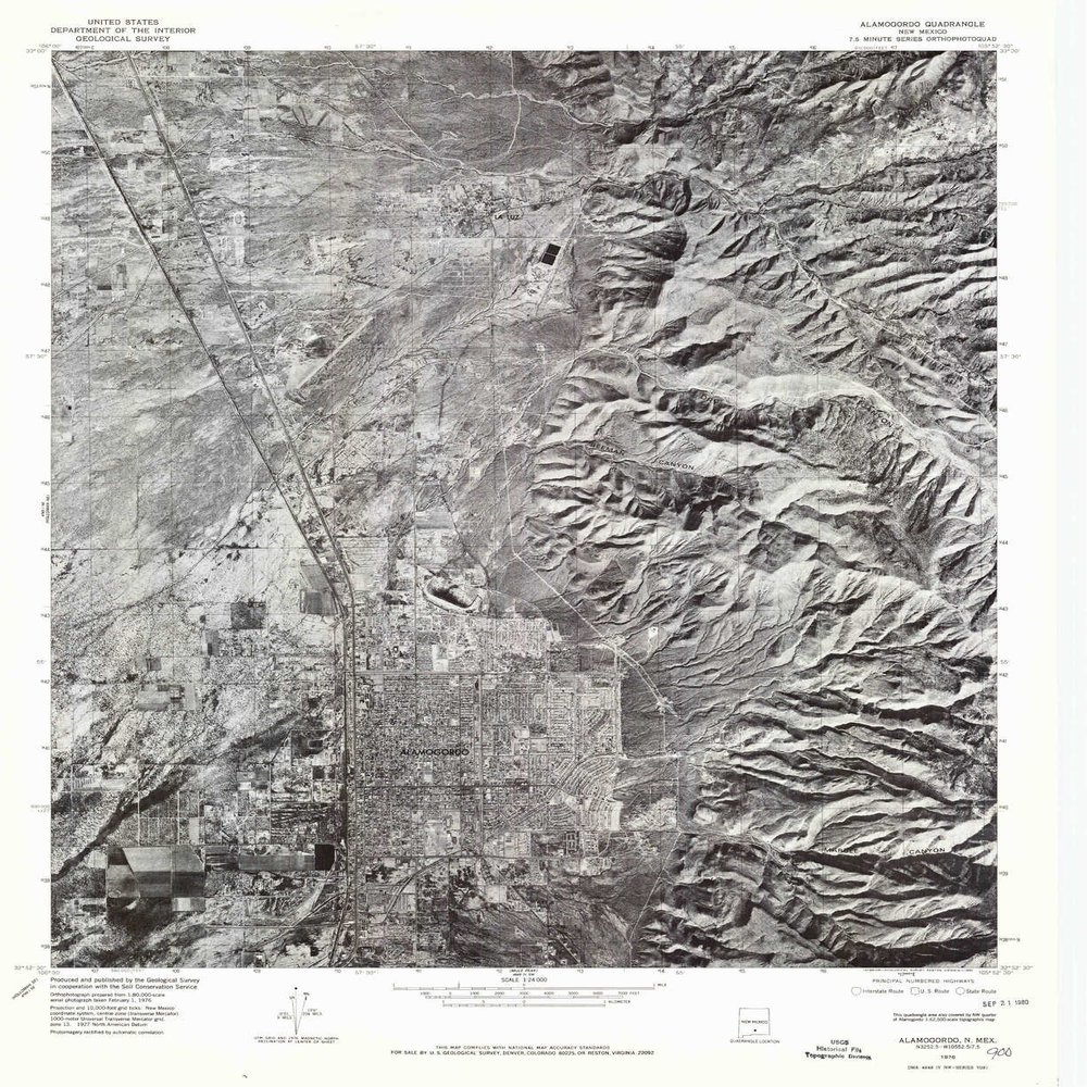 YellowMaps Alamogordo NM topo map, 1:24000 Scale, 7.5 X 7.5 Minute, Historical, 1976, Updated 1980, 27 x 22 in - Polypropylene