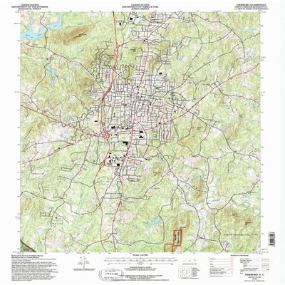 YellowMaps Asheboro NC topo map, 1:24000 Scale, 7.5 X 7.5 Minute, Historical, 1994, Updated 1996, 26.9 x 22 in - Polypropylene