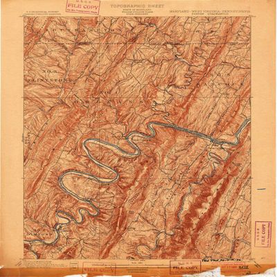 YellowMaps Pawpaw WV topo map, 1:62500 Scale, 15 X 15 Minute, Historical, 1900, 20 x 16.5 in - Tyvek