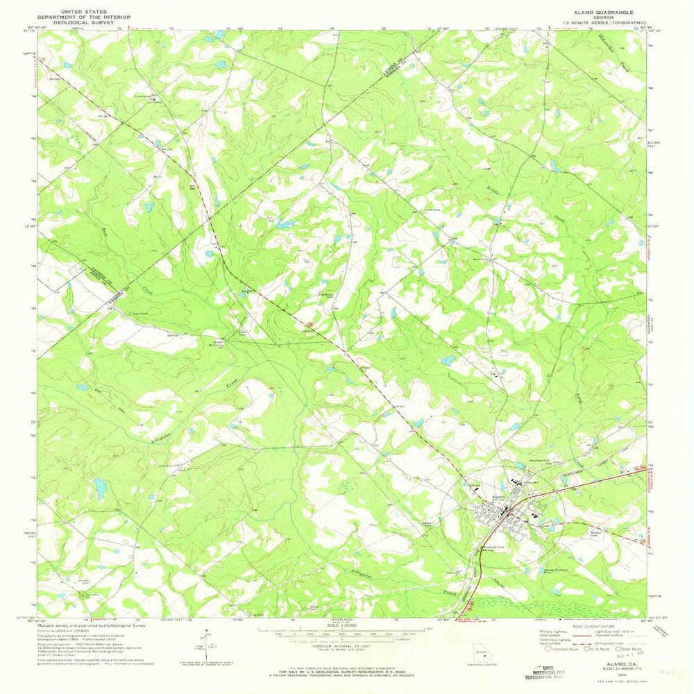 YellowMaps Alamo GA topo map, 1:24000 Scale, 7.5 X 7.5 Minute, Historical, 1970, Updated 1973, 26.9 x 22 in - Polypropylene